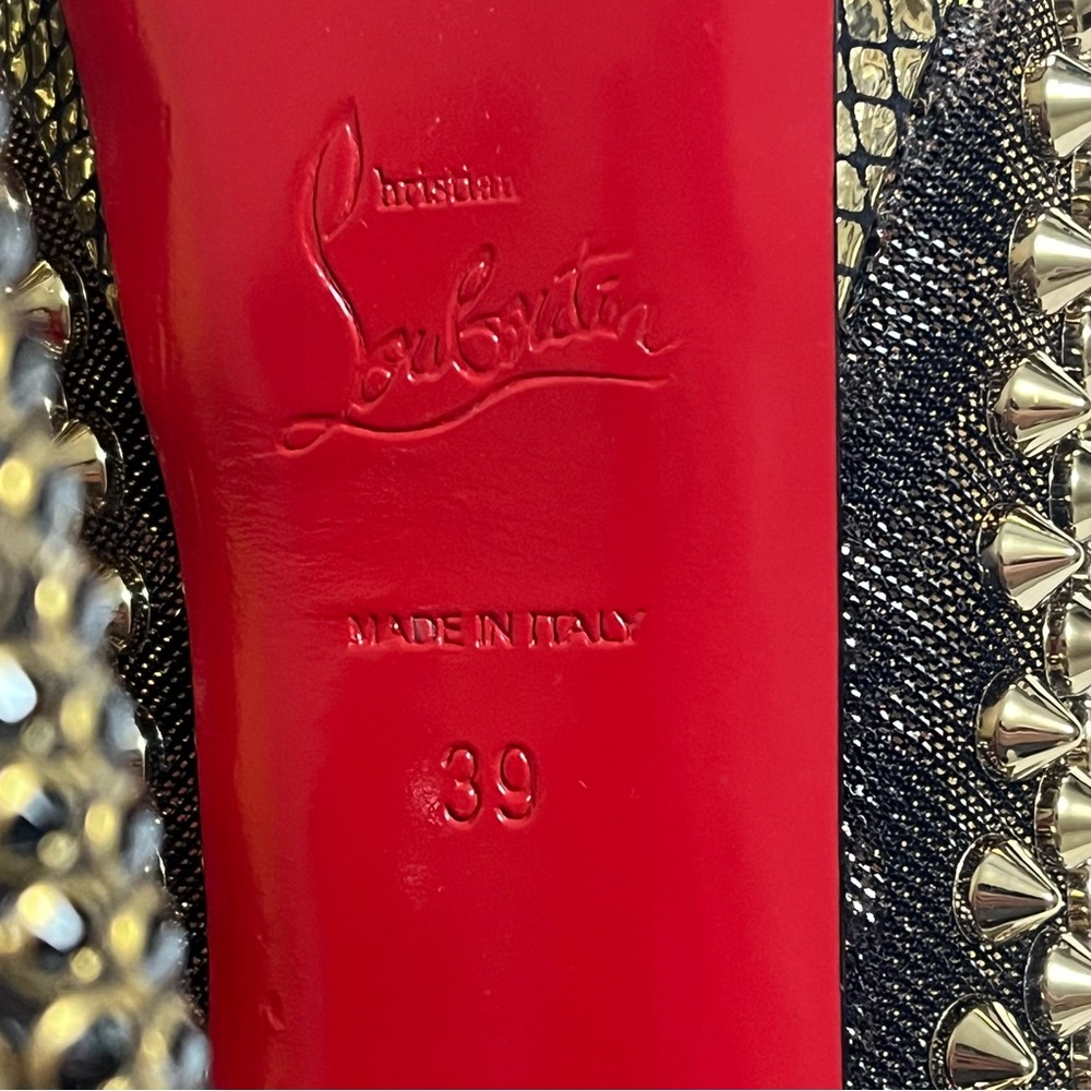 CHRISTIAN LOUBOUTIN Lady Peep Spike 150mm Gold Metallic Strass Rare Size 39 - Picture 10 of 11